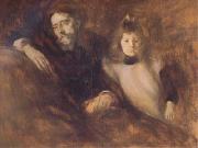 Eugene Carriere Alphonse Daudet and His Daughter (mk06) oil on canvas
